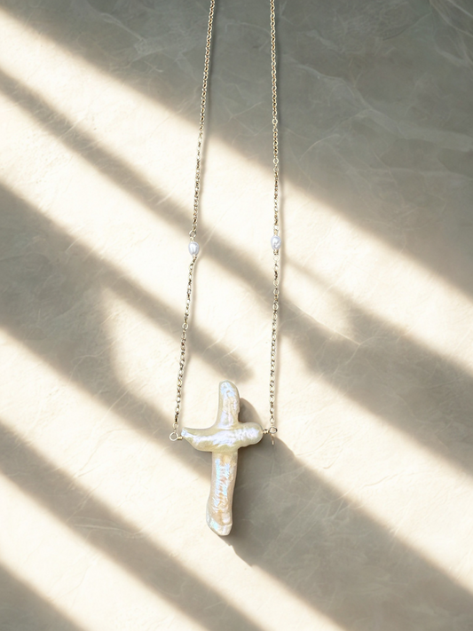 Freshwater Pearl Cross Necklace