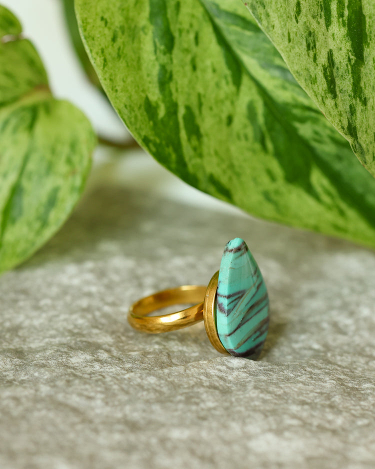 Marbled Clay Turquoise Ring