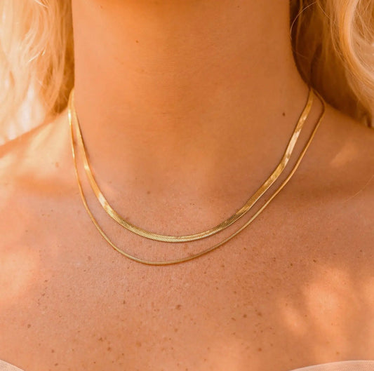 18K Gold Herringbone Necklace