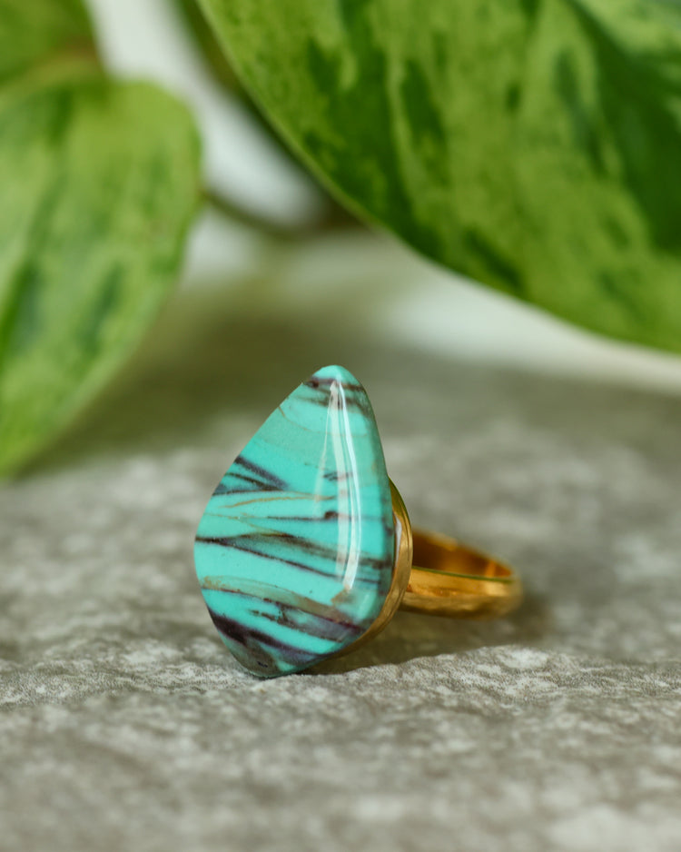 Marbled Clay Turquoise Ring