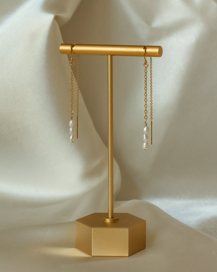 Pearl Drop Threader Earrings