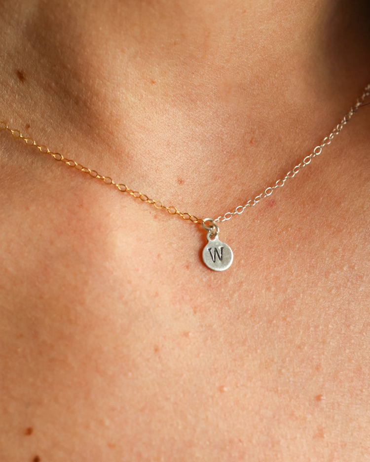 Mixed Metal Initial Charm Necklace