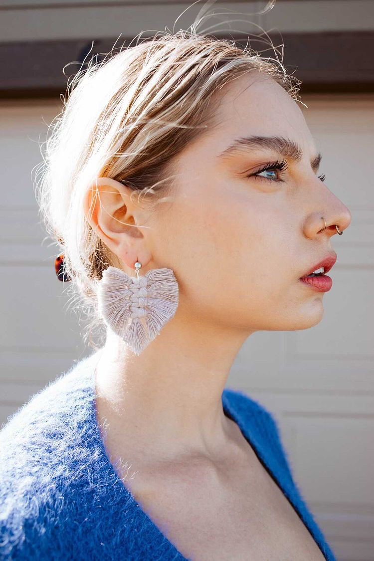 Macramé Feather Earrings