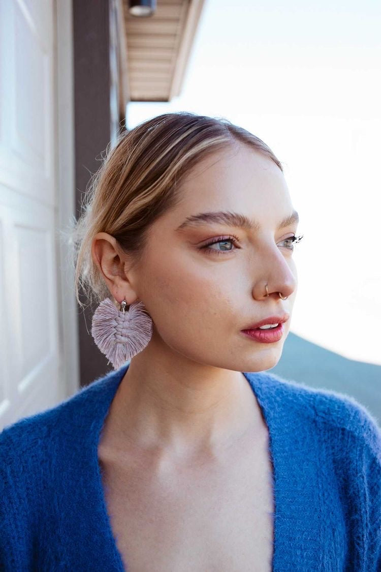 Macramé Feather Earrings