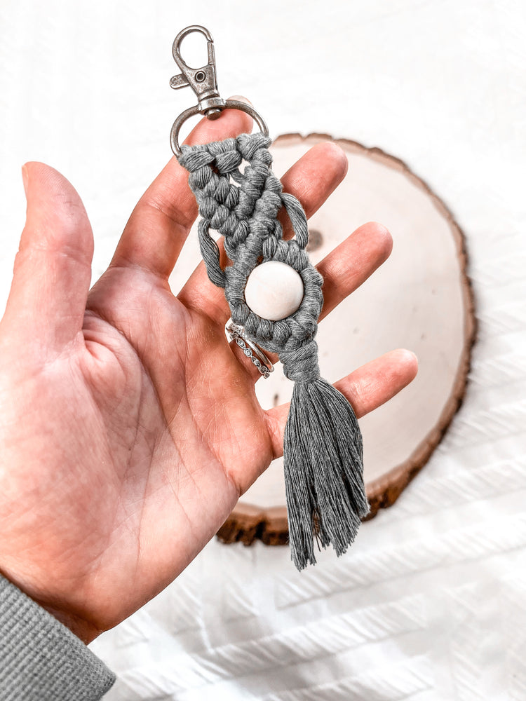Macramé Keychain | Essential Oil Diffuser | Wooden Bead