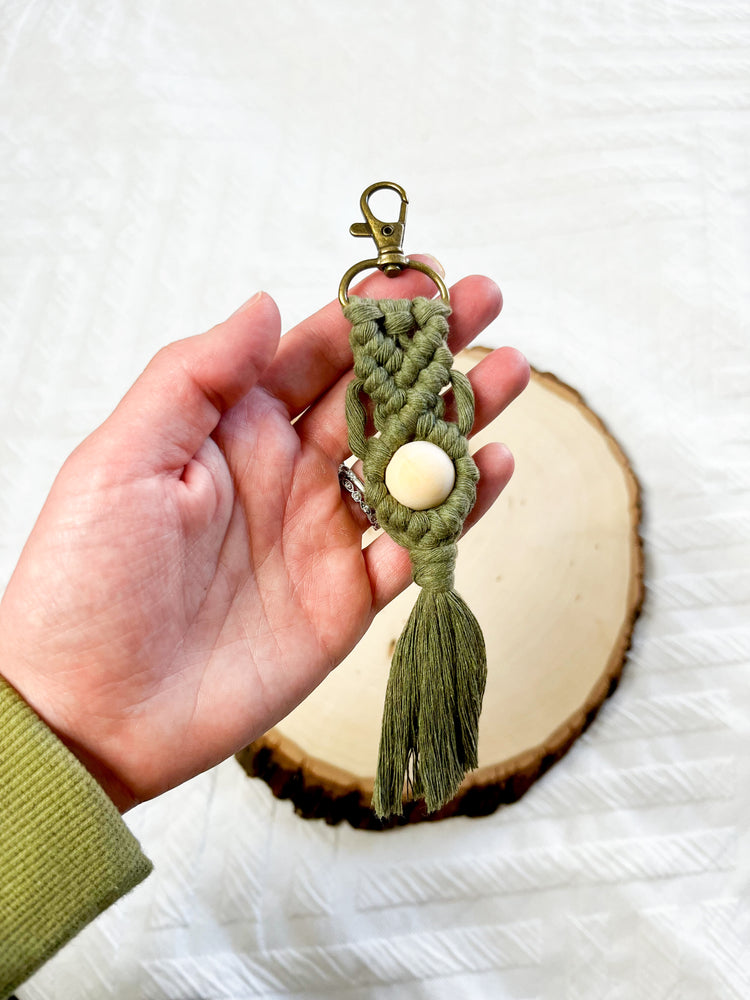 Macramé Keychain | Essential Oil Diffuser | Wooden Bead