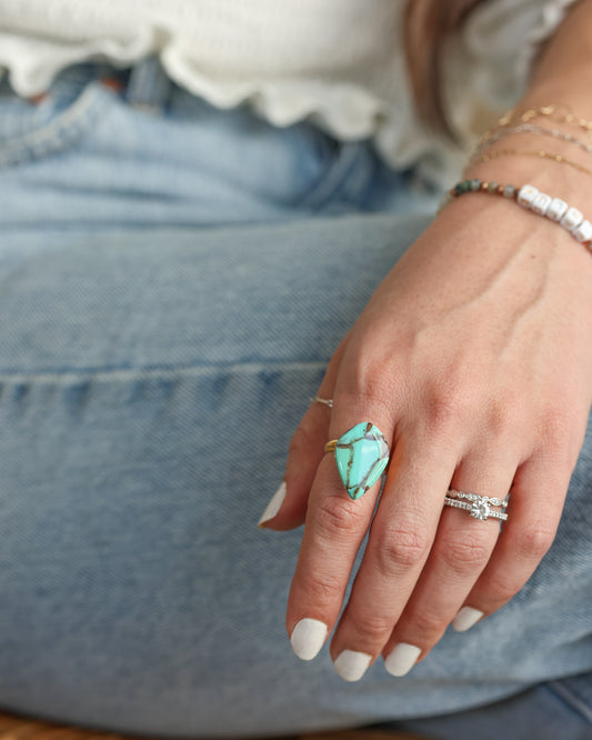 Marbled Clay Turquoise Ring