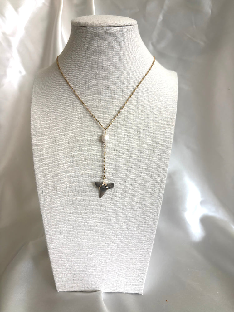 Shark Tooth Pearl Lariat