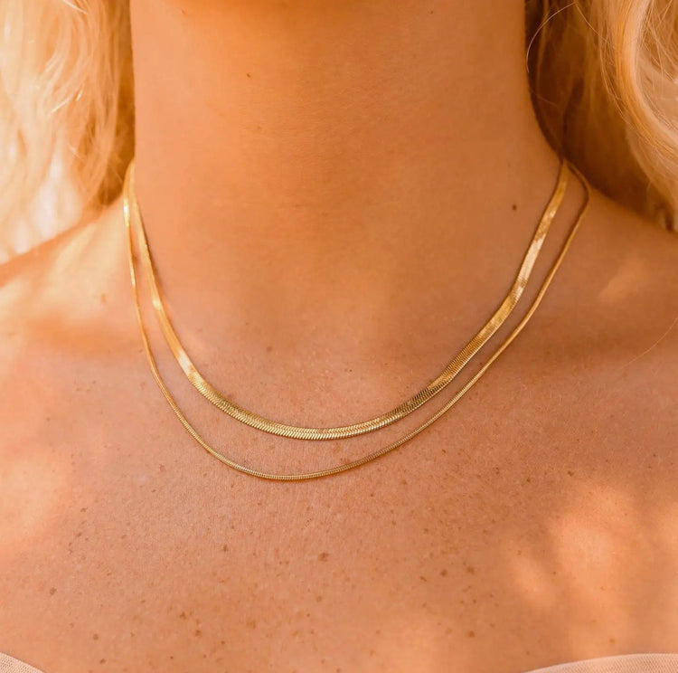 18K Gold Herringbone Necklace