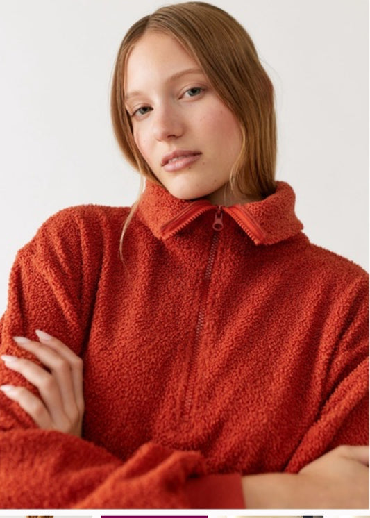 Urban Outfitters Cropped Quarter Zip Fleece Sweatshirt