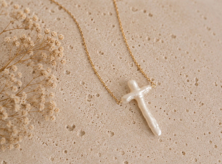 Freshwater Pearl Cross Necklace
