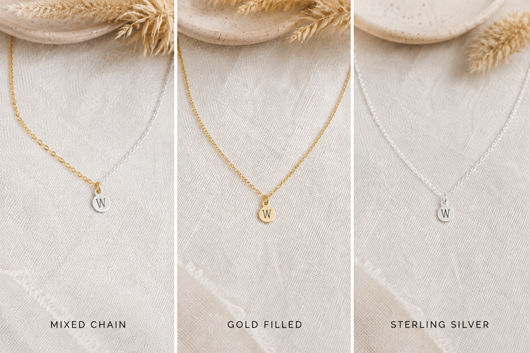 Mixed Metal Initial Charm Necklace