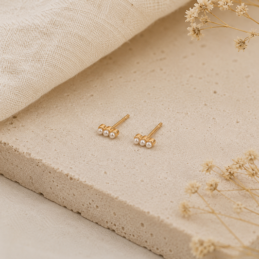 Dainty Trio Pearl Studs