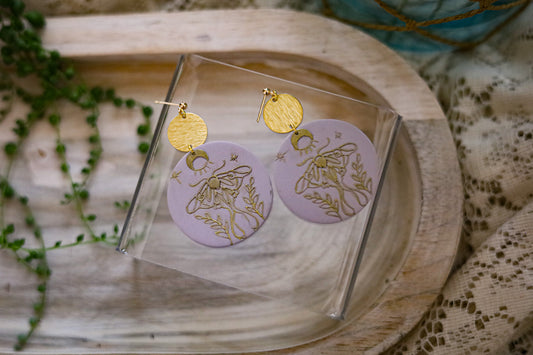 Embossed Lunar Moth Earrings